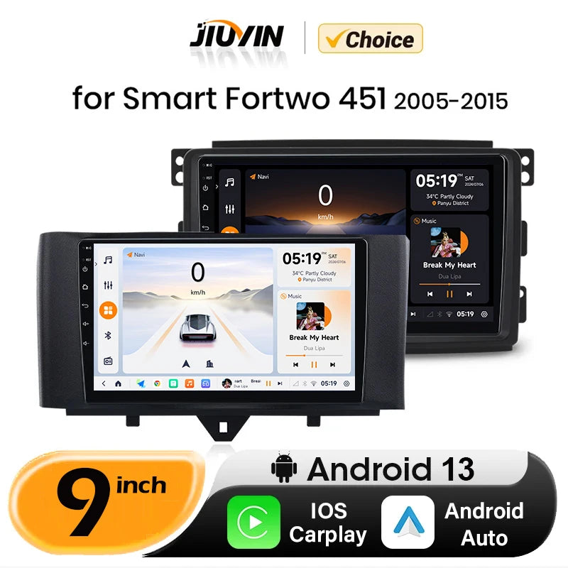 JIUYIN-Autoradio TS18 AI Voice Wireless CarPlay Android Auto Radio pour Smart Fortwo 451, 2005-2010, 4G, GPS, 2Din, Limitation de la voiture