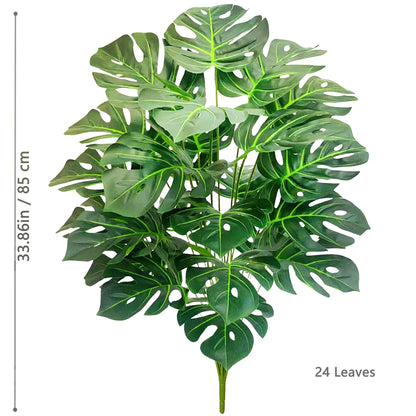 ورقة Monstera اصطناعية بلاستيكية، نبات مزيف للزينة بوعاء، مناسبة لديكور المنزل، 60-100 سم