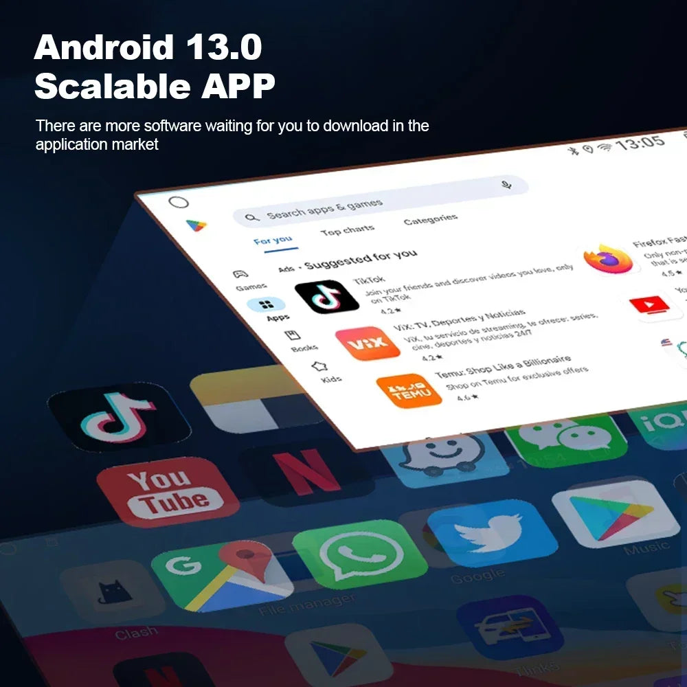 صندوق CarPlay AI بنظام Android 13 لاسلكي، فيديو سيارة تلقائي، تلفزيون، واي فاي، 2 جيجا بايت، 32 جيجا بايت لـ Netflix، يوتيوب بلاي PRTV، جديد