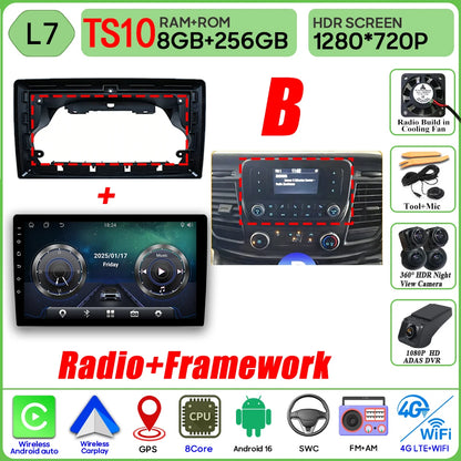 Autoradio Android 16 pour Ford Transit personnalisé Transit V363 350 lecteur multimédia Carplay Navigation GPS 4G Wifi vidéo stéréo 2din