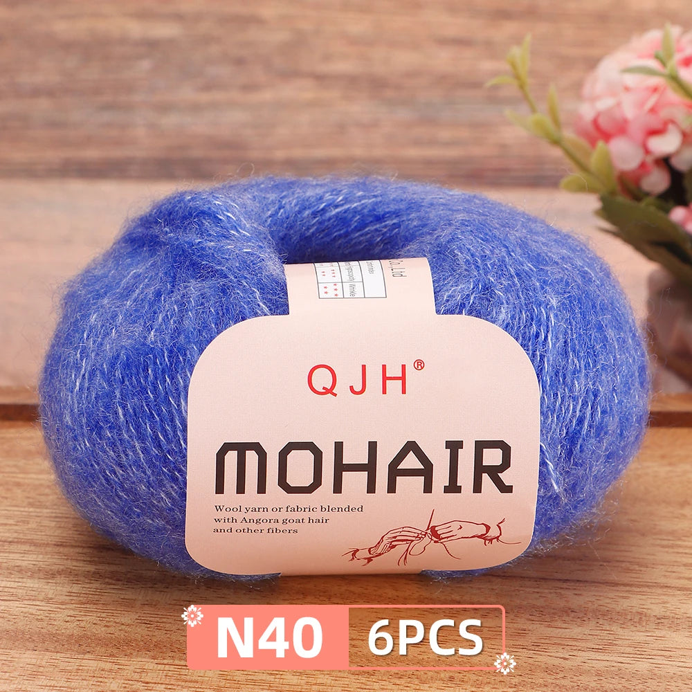 Fil Mohair doux et chaud, 6 paquets/150g, chaussettes de pull en tricot faites à la main, fil d'écharpe châle au Crochet, 60% Mohair, 40% acrylique