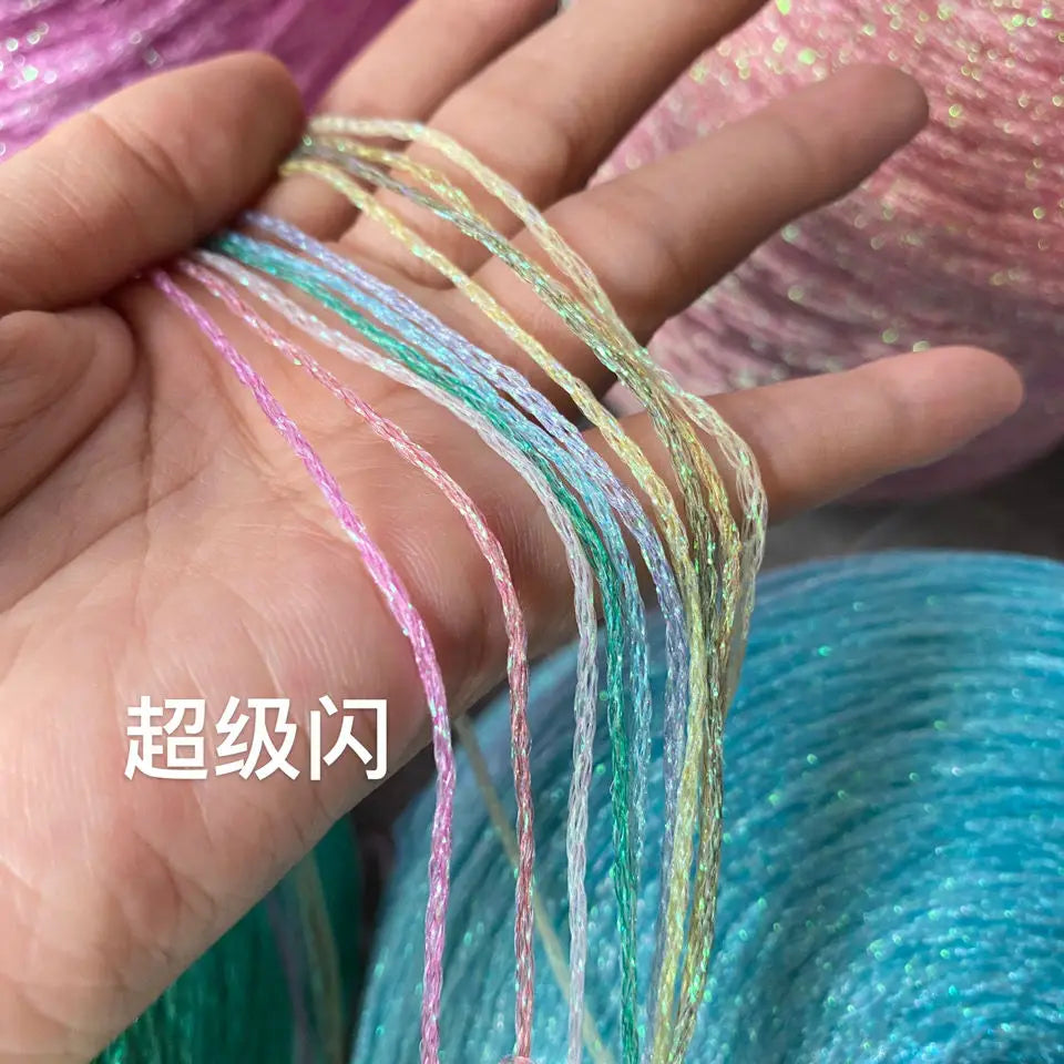 Modules de fil métallique en laine de coton doré et argenté, fil au crochet, paillettes, tissé à la main, sac artisanal, coloré, unique, boule de 50g, livraison gratuite