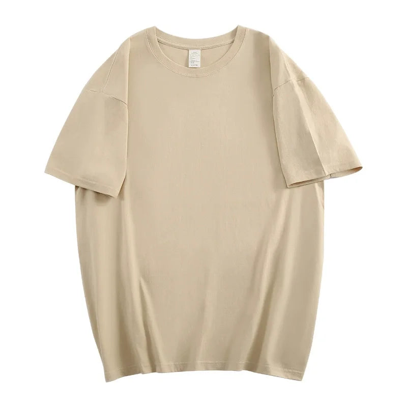 100% coton hommes femmes été T-shirt ample à manches courtes décontracté basique T-Shirt col rond couleur unie respirant unisexe hauts