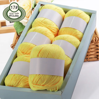 Fil de mélange de soie de luxe 6 pièces/ensemble, 50g chacun, fil à tricoter doux adapté aux pulls, couvertures et écharpes pour bébé, plusieurs couleurs