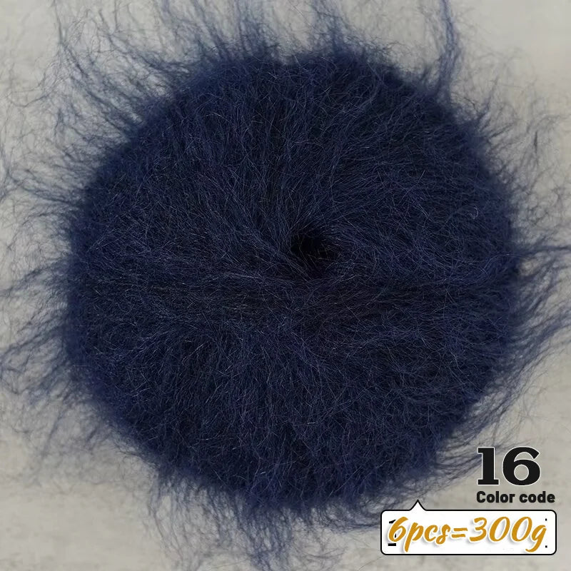 Fil de Mohair d'alpaga coloré à cheveux longs de 300 g, matériel de bricolage fait à la main, aiguilles à tricoter, pull pour femme, manteau, boule de fil de châle, 1 pièce = 6 pièces = 300 grammes