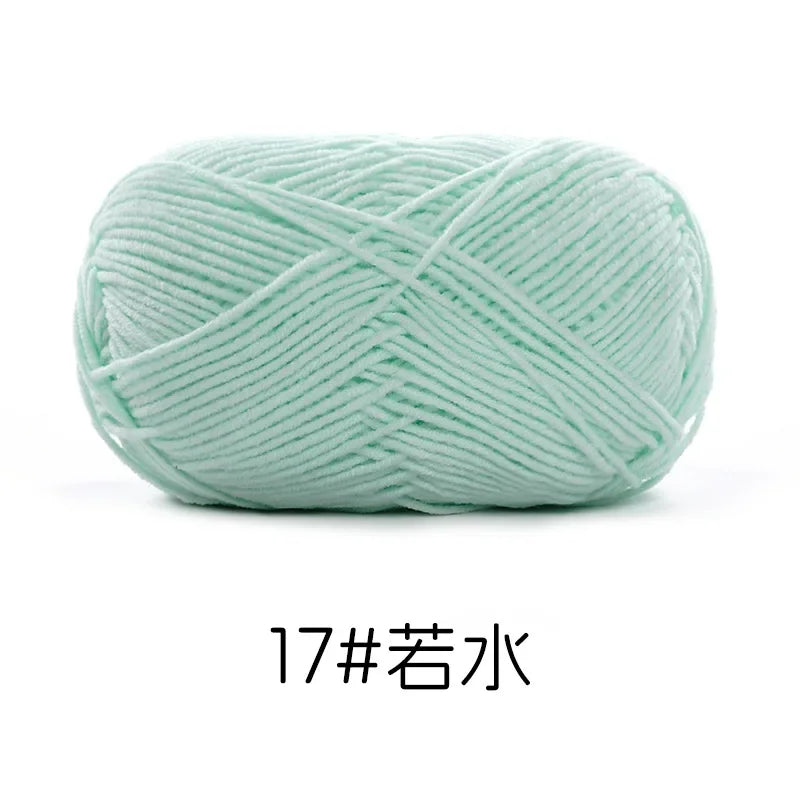 Pelote de Fil de Coton de Lait Peigné à 4 Brins, Laine Douce pour Crocheter et Tisser à la Main, 50g Chacun. 120M)