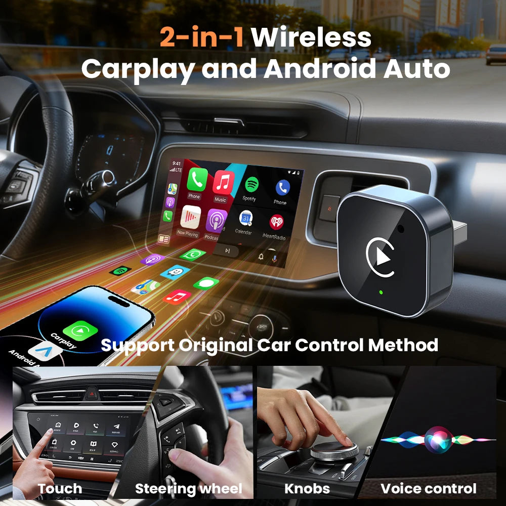 Adaptateur CarPlay filaire vers sans fil 2 en 1, Android Auto, Plug & Play, Bluetooth, 5Ghz, WiFi type-c/USB, pour Audi Benz MG