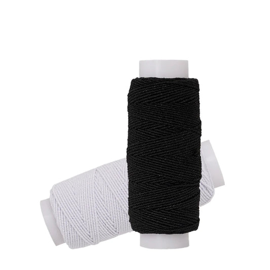 Fil élastique noir et blanc de 20m, corde élastique de 0.6mm, très fin, haute élasticité, ligne inférieure pour Machine à coudre, ligne de liaison pour vêtements de bricolage