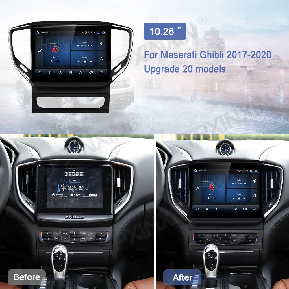 Écran 10,26 pouces 4K Qualcomm pour Maserati Ghibli 2017-2020, mise à niveau 2026, autoradio multimédia, lecteur GPS, navigation CarPlay, unité principale