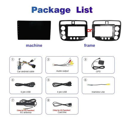 MAMSM-Autoradio pour Honda Civic 7, LHD, RHD, 2000-2006, Android 13, Limitation, Lecteur vidéo, GPS, 4G, Carplay, Auto Stereo, Head Unit