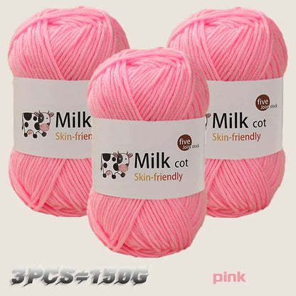 Boule de fil de lait faite à la main, aldéhyde moyen, fil de tissage bricolage, pulls à tricoter, chapeaux, écharpes et autres vêtements, 150g