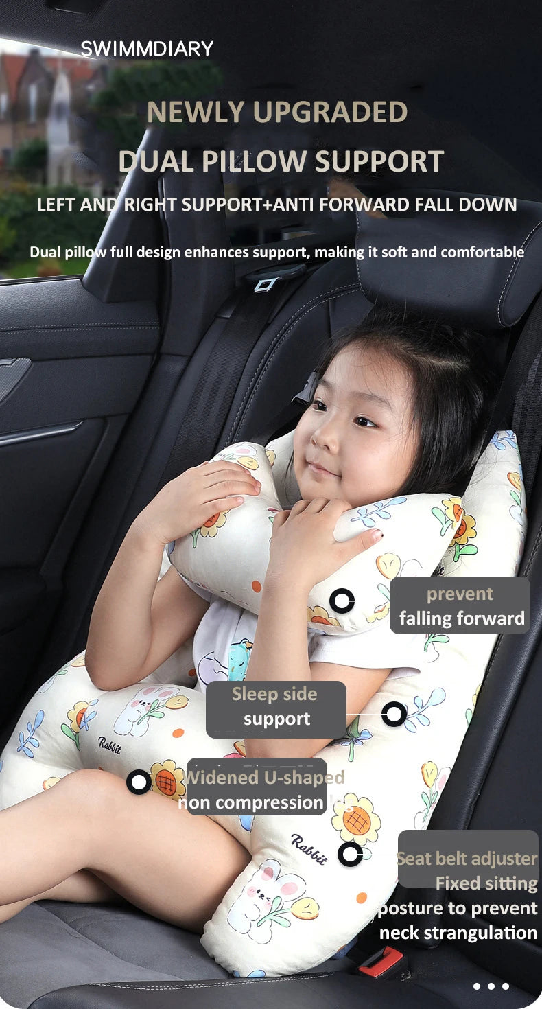 Cute Animal Pattern Kid Neck Head Support, U-Shape Children Travel Pillow Cushion for Car Seat, Safety Neck Pillow for Kids
