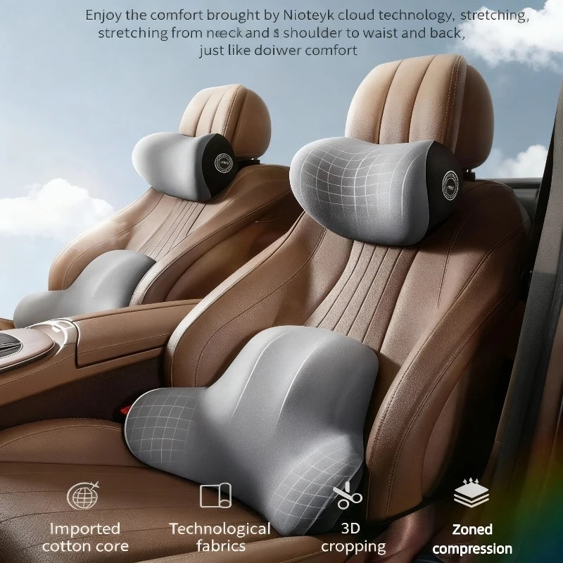 Oreiller cervical en mousse à mémoire de forme pour voiture, coussin de soutien lombaire pour le dos, appui-tête universel pour voitures, accessoires d'intérieur de voiture, fournitures de véhicule