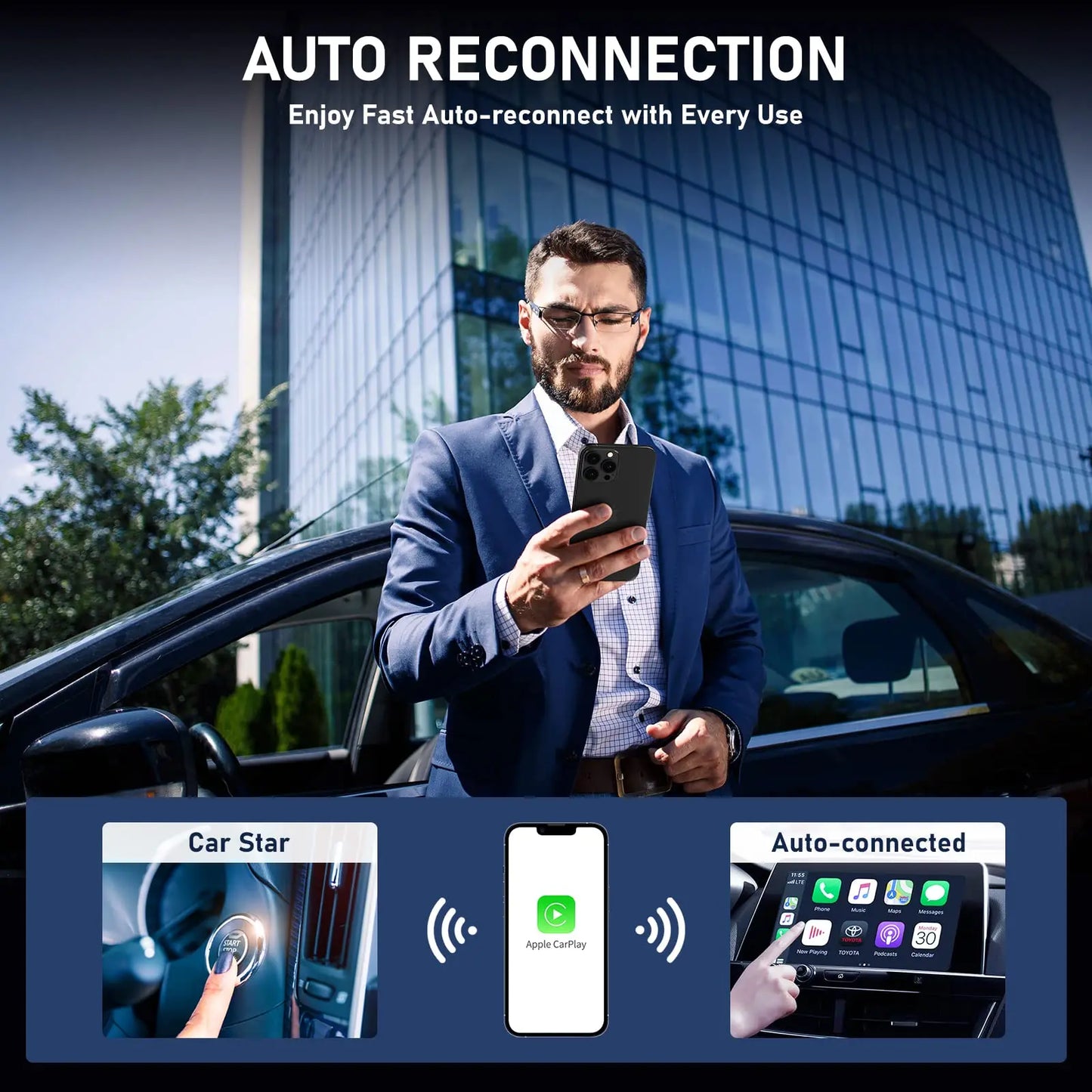 Adaptateur CarPlay sans fil IOS ou Android Auto sans fil 5G WiFi type-c USB Plug Play CarPlay sans fil