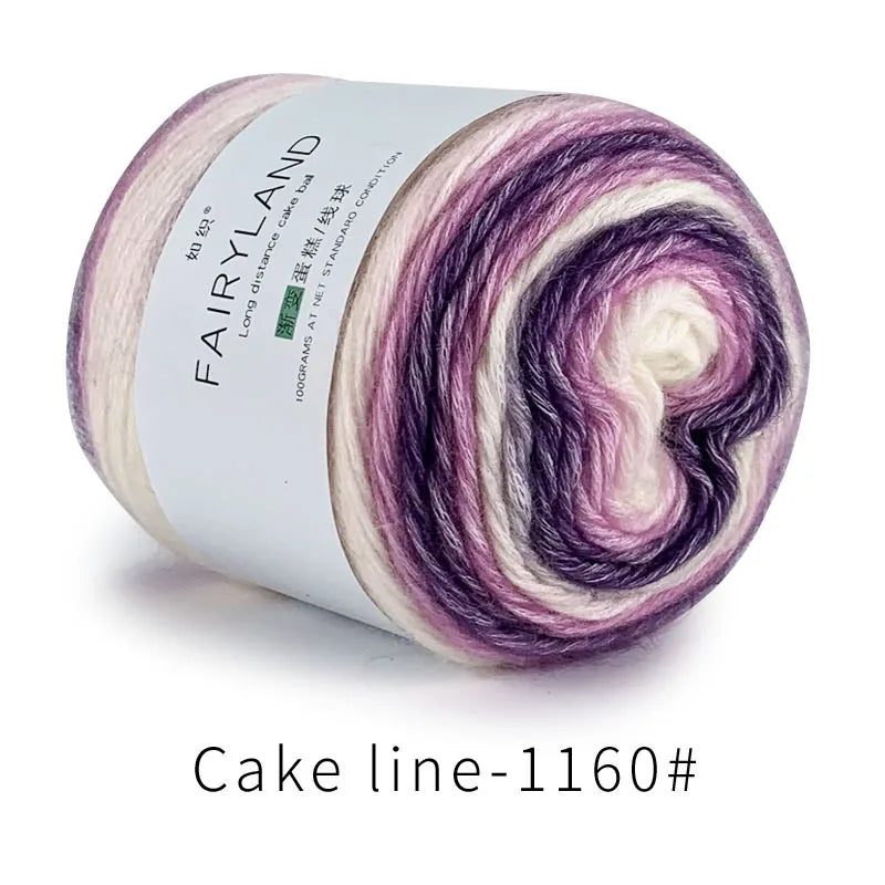 Fil à gâteau dégradé pour tricoter à la main, fil coloré au Crochet, Section moyenne et épaisse, fil arc-en-ciel en laine de coton teint, 100 g/pièce