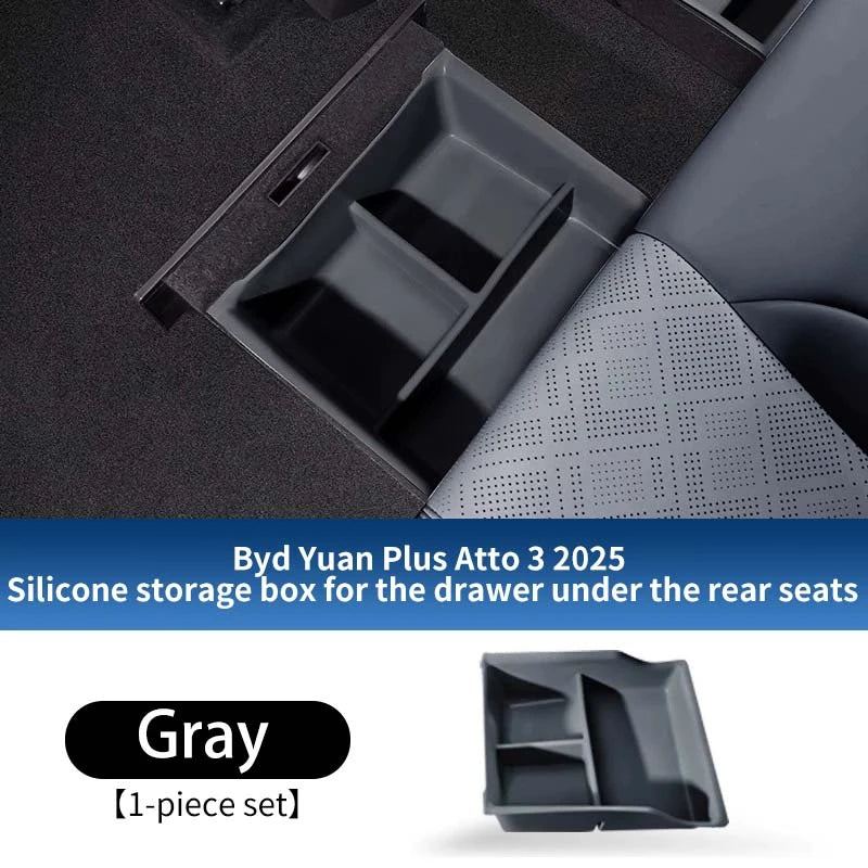 Pour Byd Yuan Plus Atto 3 2025 Console centrale de voiture boîte de rangement inférieure résistant aux rayures étui d'organisation en Silicone accessoires