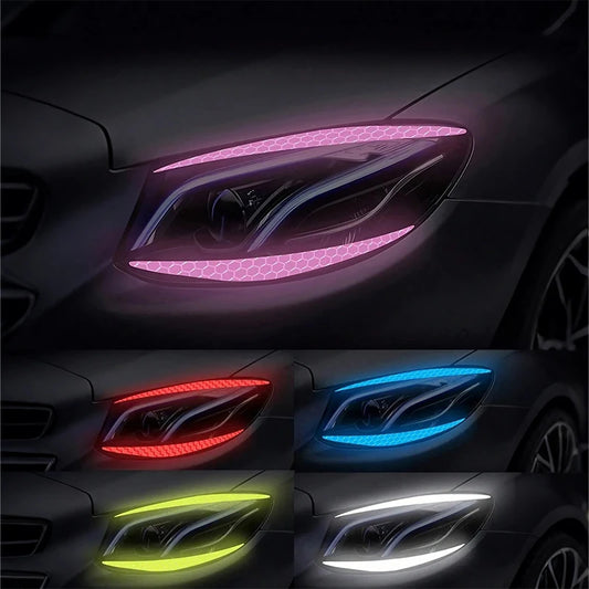 Autocollants réfléchissants pour sourcils de phares de voiture, autocollants en vinyle imperméables pour le style personnalisé, améliore la visibilité nocturne, installation facile à faire soi-même