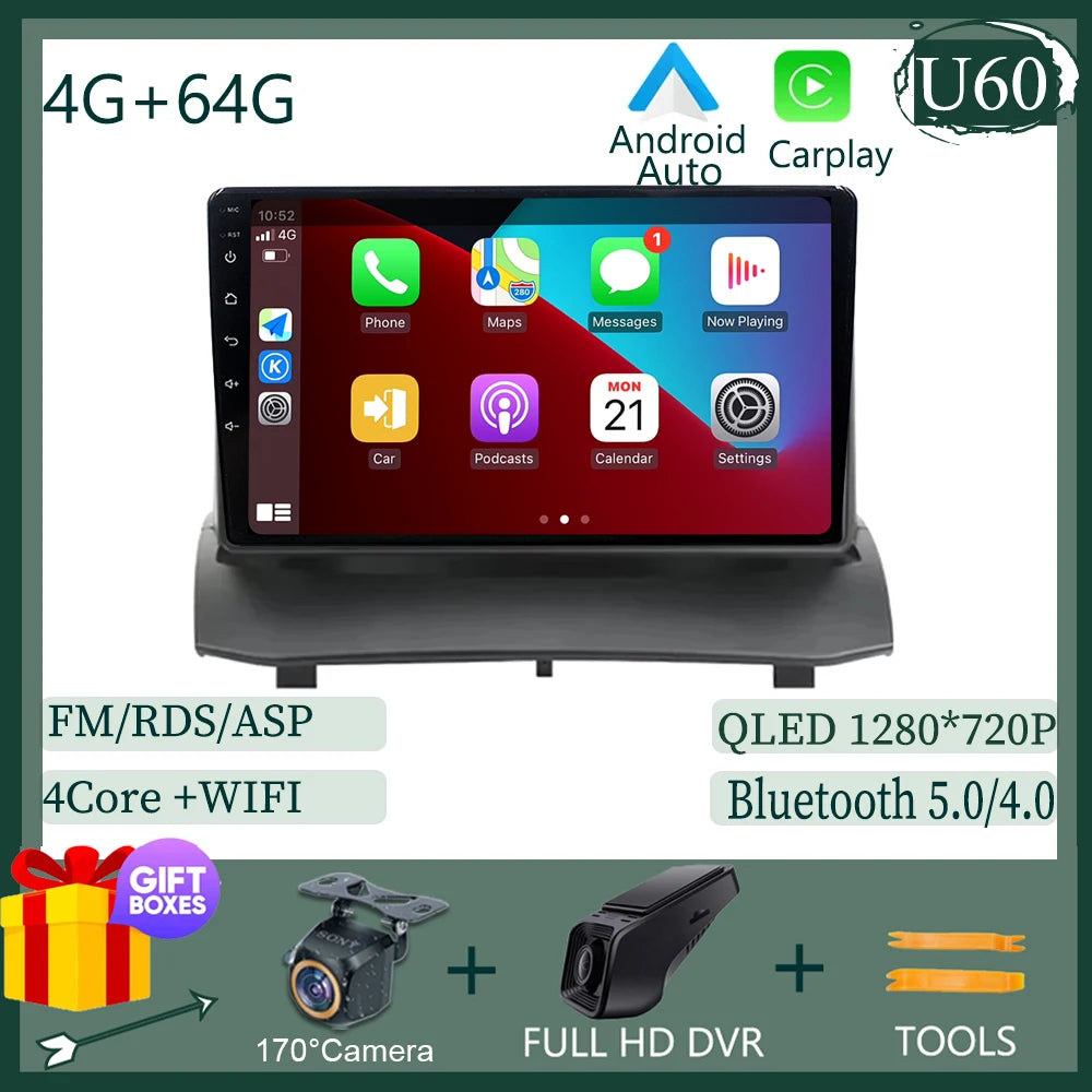 Android pour Ford Fiesta MK7 2009 - 2017 haute performance CPU tactile vidéo Bluetooth stéréo QLED écran Carplay vidéo DSP DVD