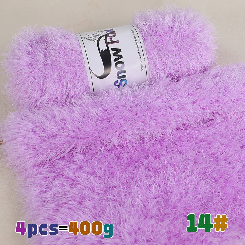 Fil de fausse fourrure 400g, fil de plumes, fil de cils, fil épais pour tricoter à la main, adapté au tricot de grands manteaux, pyjamas, foulards, chapeaux, châles, gilets