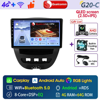 Srnubi Qualcomm 8 Core autoradio pour Peugeot 107 Toyota Aygo citroën C1 2005 - 2014 2 Din lecteur multimédia Android Carplay