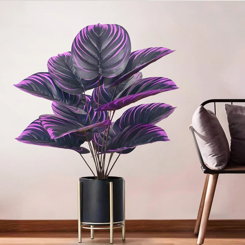 Grand palmier artificiel de 57 à 75cm, branches de plantes Monstera, feuilles de tortue en plastique, feuilles au toucher réel pour décoration de jardin de maison
