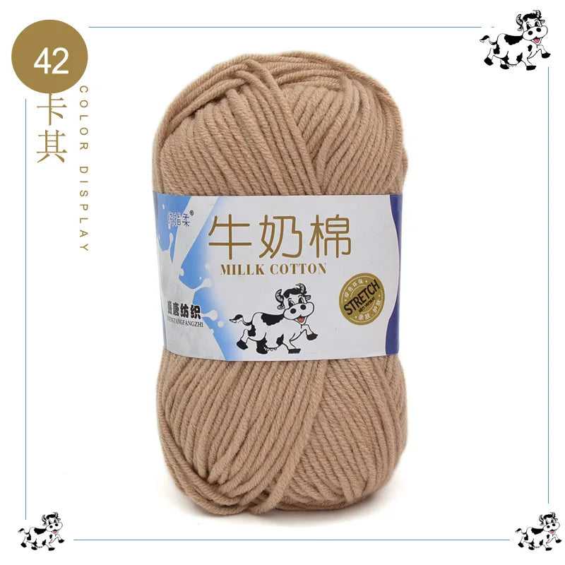 Fil à tricoter en coton au lait, 5 brins, 50g, pour bricolage de sacs de poupée, fil, écharpe, chaussettes