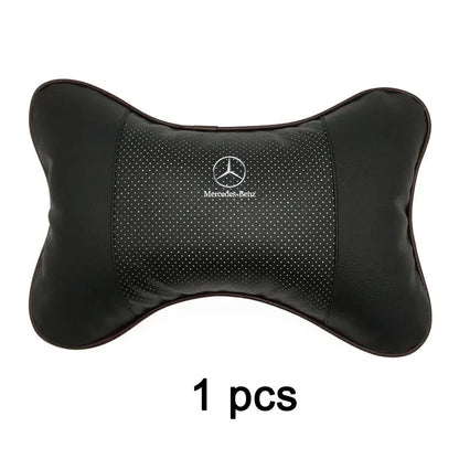 مسند رأس جلدي للسيارة، مسامي ومثقب، إكسسوارات سيارة لمرسيدس-بنز CLA CES CLS SLK GLK CLK SLS CLG GLE GLC GLB