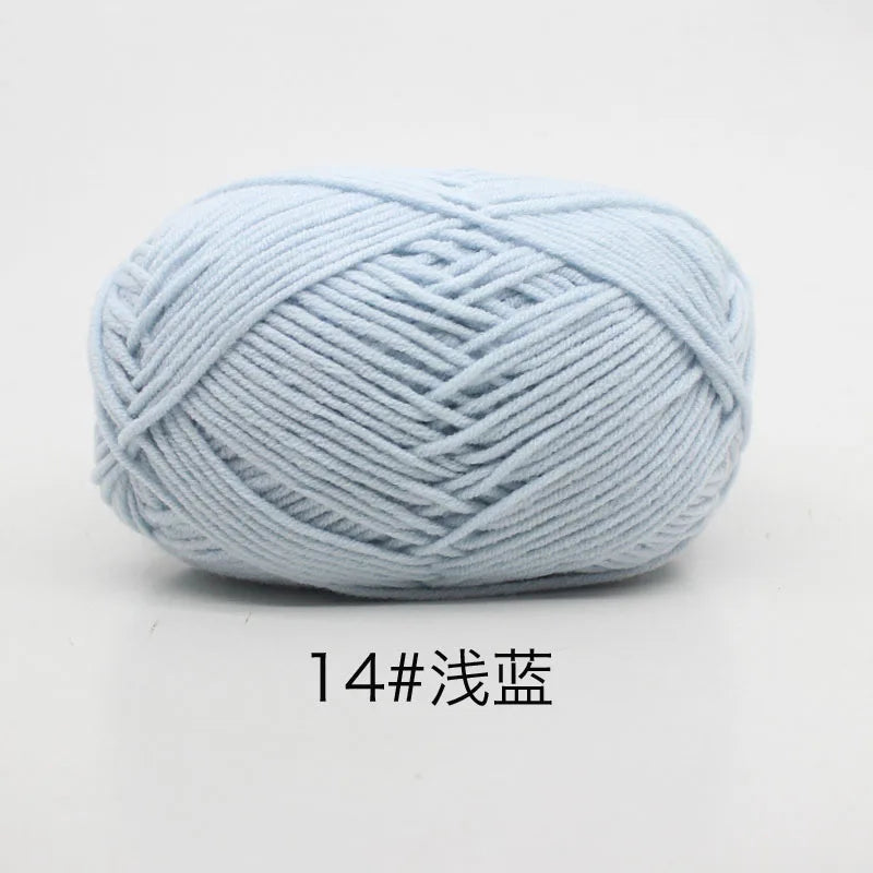 40-50 جم/المجموعة خيوط قطنية حليبية 4 طبقات (80%) للحياكة، صبغة لانا لعمل الكروشيه اليدوي، سترة قبعة دمى بسعر منخفض
