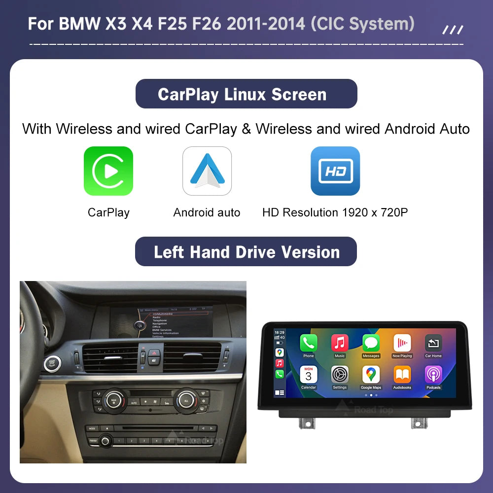 Écran tactile multimédia Ultra fin de 12.3 pouces, pour BMW X3 F25 X4 F26 2011 – 2022, affichage Carplay sans fil, lecteur d'autoradio Android Auto