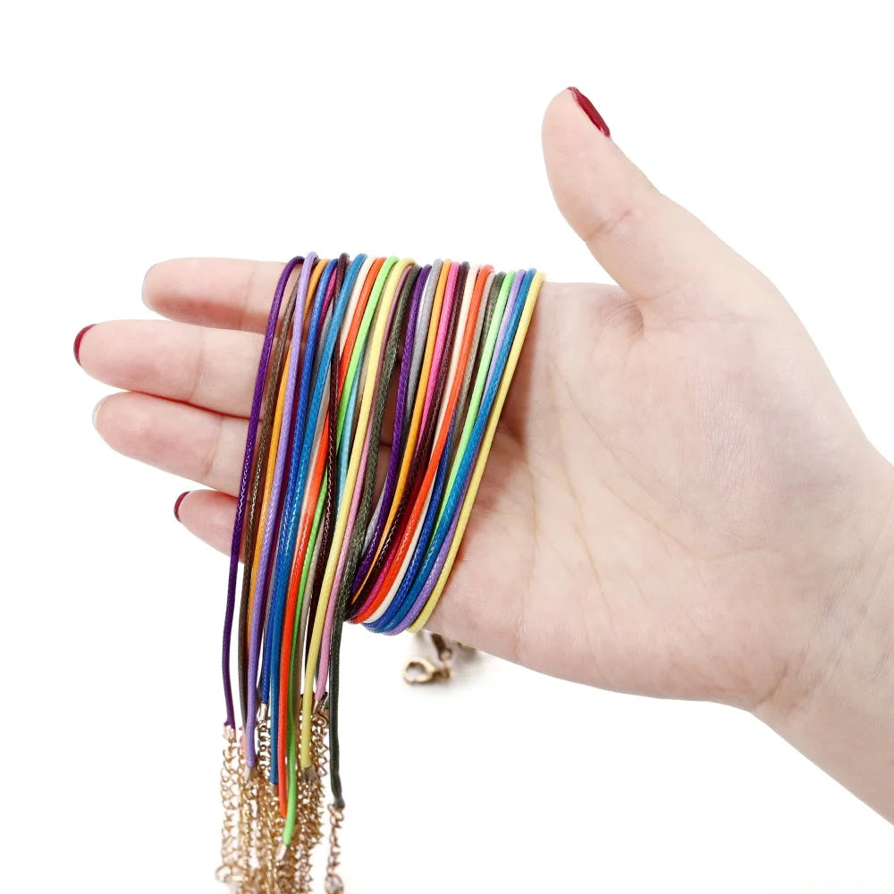 10 pièces/lot Dia 1.5/2mm cordon en cuir collier avec fermoir corde tressée réglable pour la fabrication de bijoux collier à faire soi-même Bracelet fournitures
