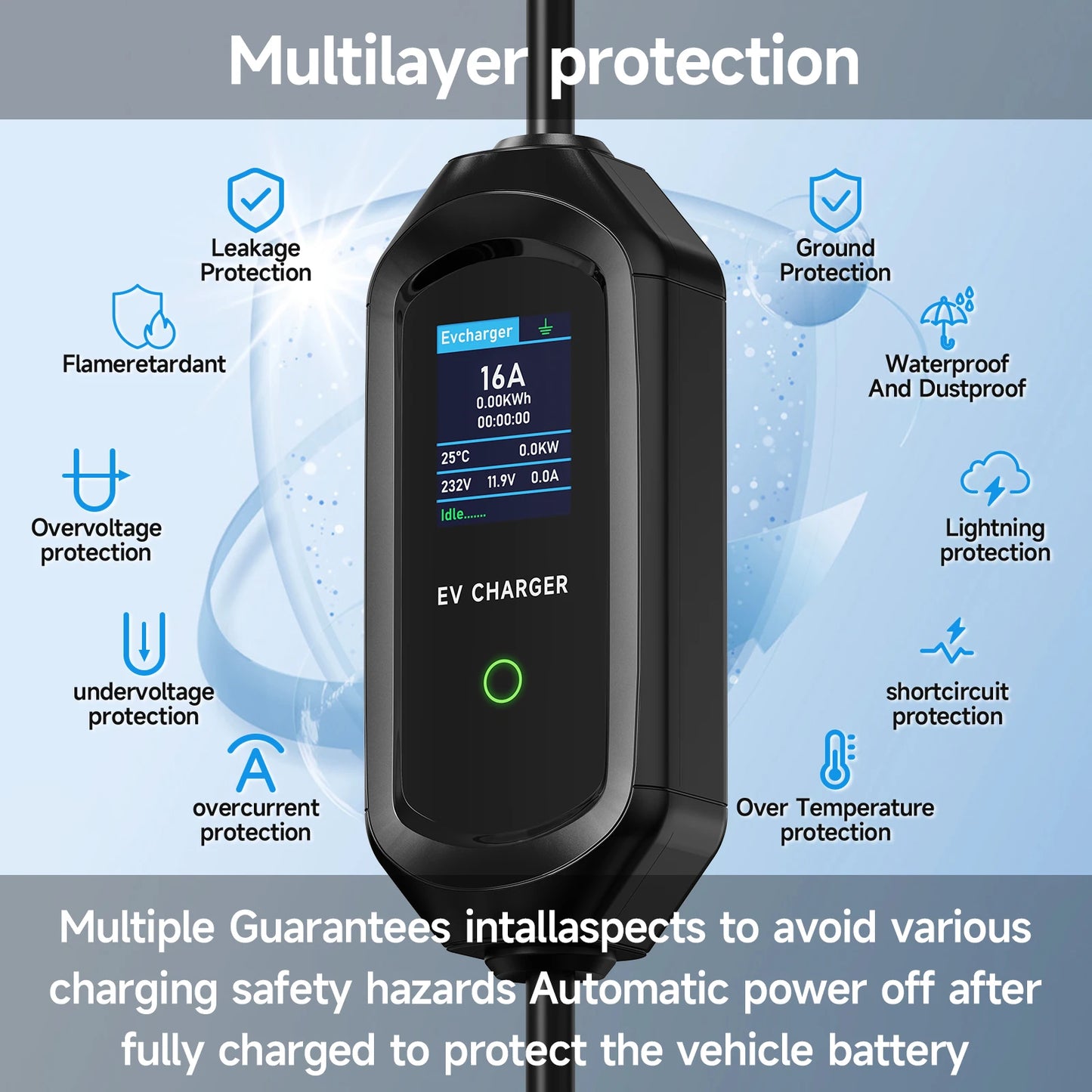 شاحن سيارة كهربائية محمول AFYEEV 3600W من النوع 2 IEC62196-2 كابل شحن EV محطة شحن Wallbox EVSE شاحن كهربائي