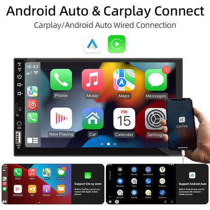 Autoradio 1 Din Carplay Android Auto lecteur multimédia HD 7 ''écran tactile FM AUX entrée Bluetooth MirrorLink Autoradio universelle