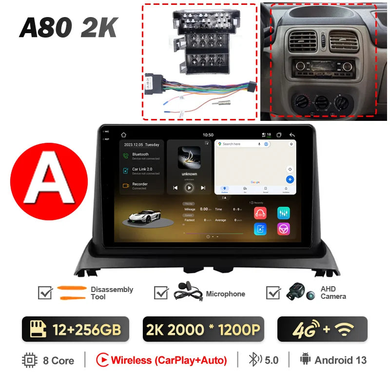 QSZN pour Renault Clio2 BB CB MK2 2001 - 2006 Android 13 autoradio lecteur vidéo multimédia CarPlay Auto 4G unité principale Navigation