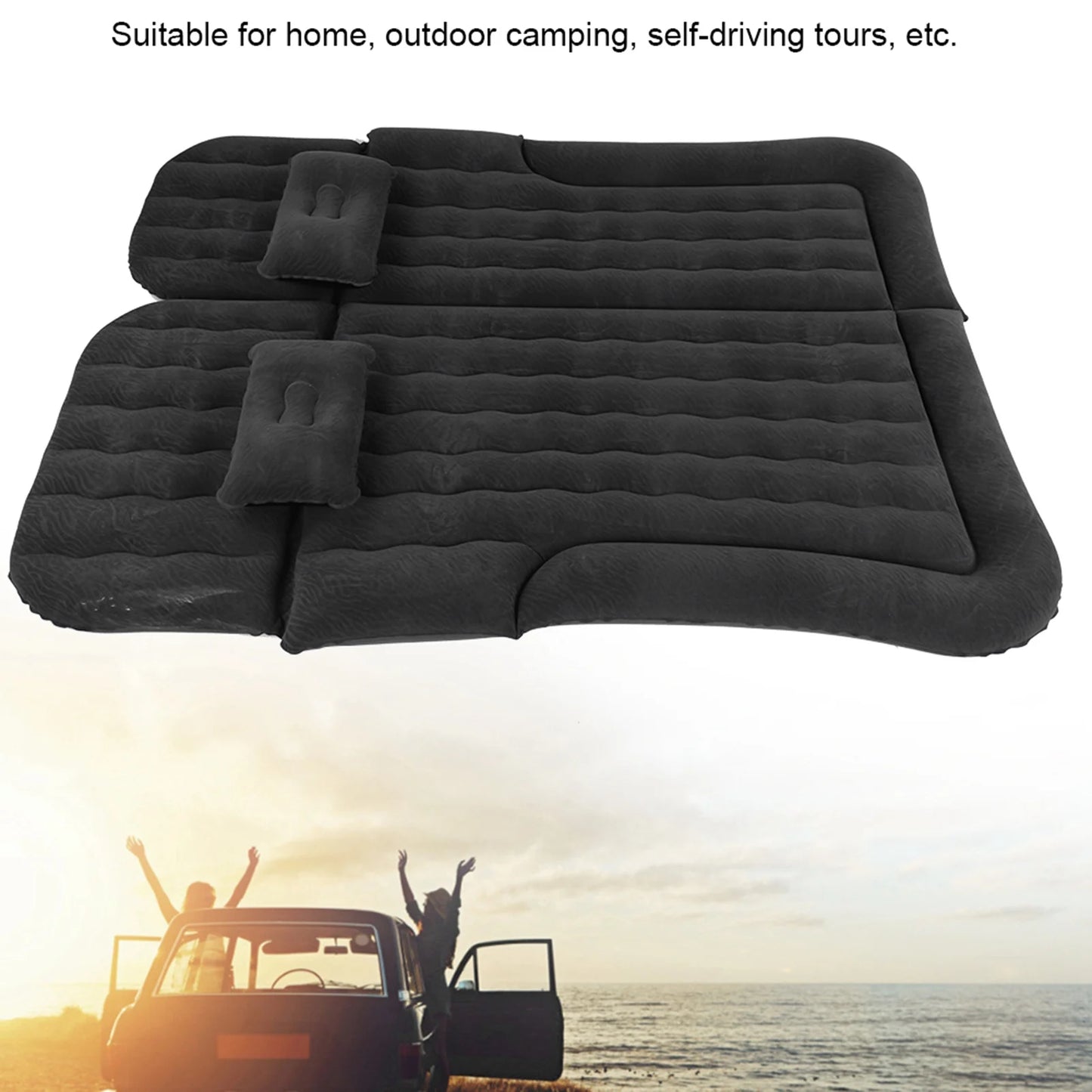 Lit de voyage pour voiture, matelas de voiture floqué en PVC, coussin de repos gonflable doux pour dormir, multifonction pour voyage en voiture en plein air, famille