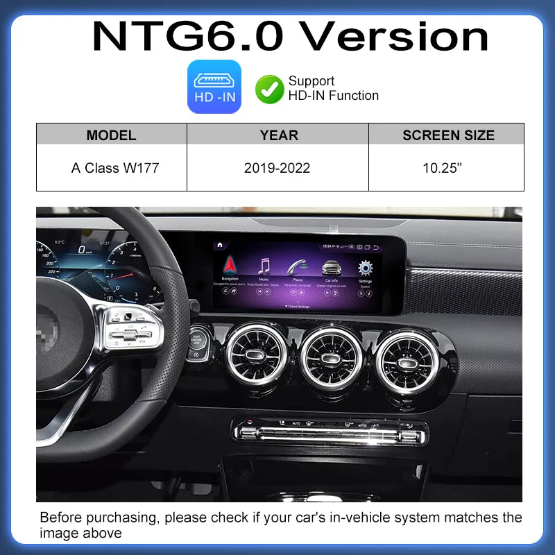 CarPlay Android Auto sans fil, pour Mercedes Benz classe A W177 2019 – 2022 MBUX NTG6.0, avec lien miroir, Airplay, avec nouveau UI, dernier modèle