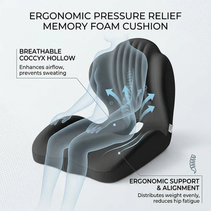 Coussin ergonomique pour le coccyx en mousse à mémoire de forme, soulagement de la douleur sciatique, correction de la posture, pour la maison, le bureau, la voiture, le fauteuil roulant