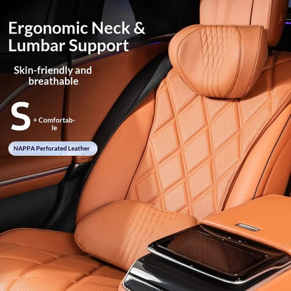 Coussin de nuque et de soutien lombaire pour voiture, universel toutes saisons, coussin lombaire respirant avec contour ergonomique pour la taille