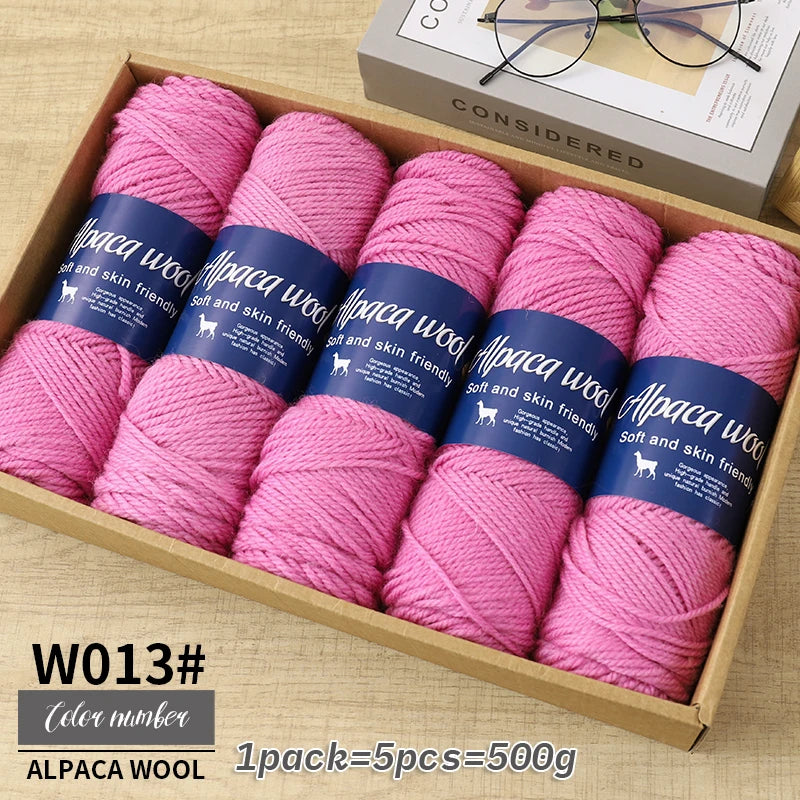 Fil de laine d'alpaga 500g, fil grossier, tissé à la main pour fabriquer des pulls chauds et à la mode, coupe-vent, vestes, foulards, chapeaux, fils