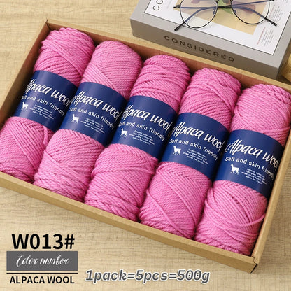 Fil de laine d'alpaga 500g, fil grossier, tissé à la main pour fabriquer des pulls chauds et à la mode, coupe-vent, vestes, foulards, chapeaux, fils
