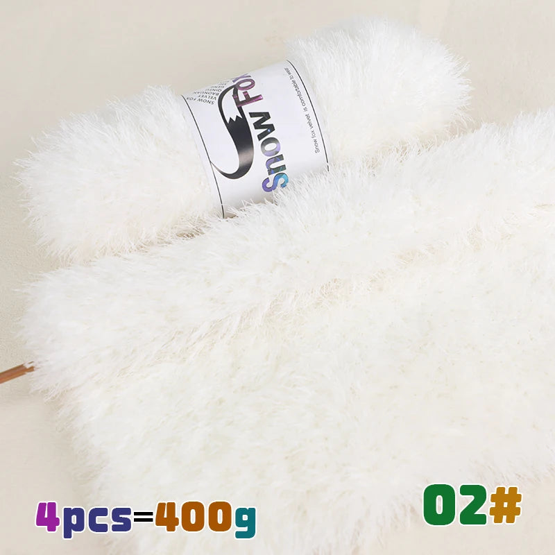 Fil de fausse fourrure 400g, fil de plumes, fil de cils, fil épais pour tricoter à la main, adapté au tricot de grands manteaux, pyjamas, foulards, chapeaux, châles, gilets