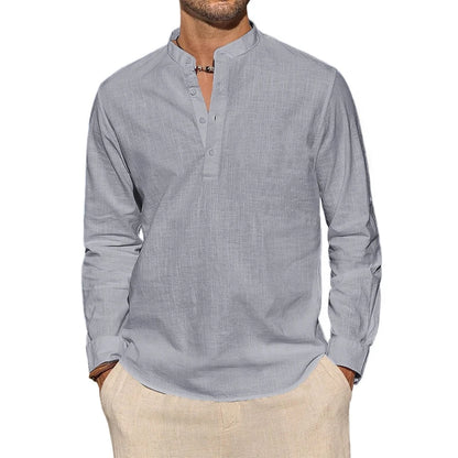 Henley – chemises en coton pour hommes, T-Shirts décontractés, légers, à manches longues, chemises de plage, vacances hawaïennes, nouvelle collection