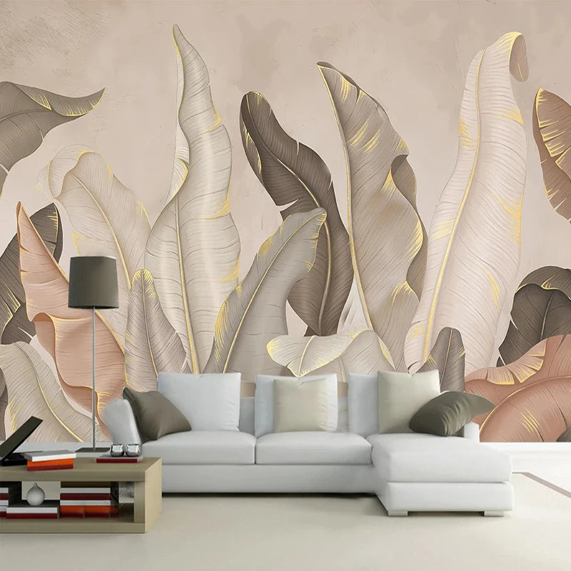 Papier peint Mural personnalisé moderne Simple élégant feuille De bananier peinture murale salon chambre décor à la maison Papel De Parede 3D