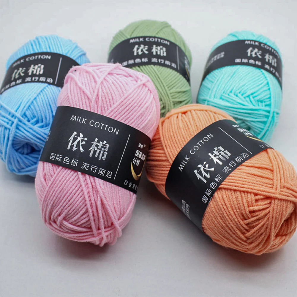 Fil de laine douce en coton au lait, 50g, Crochet, anti-boulochage, fil à tricoter à la main pour Cardigan, écharpe, chapeau, pull pour bébé, fournitures de poupée