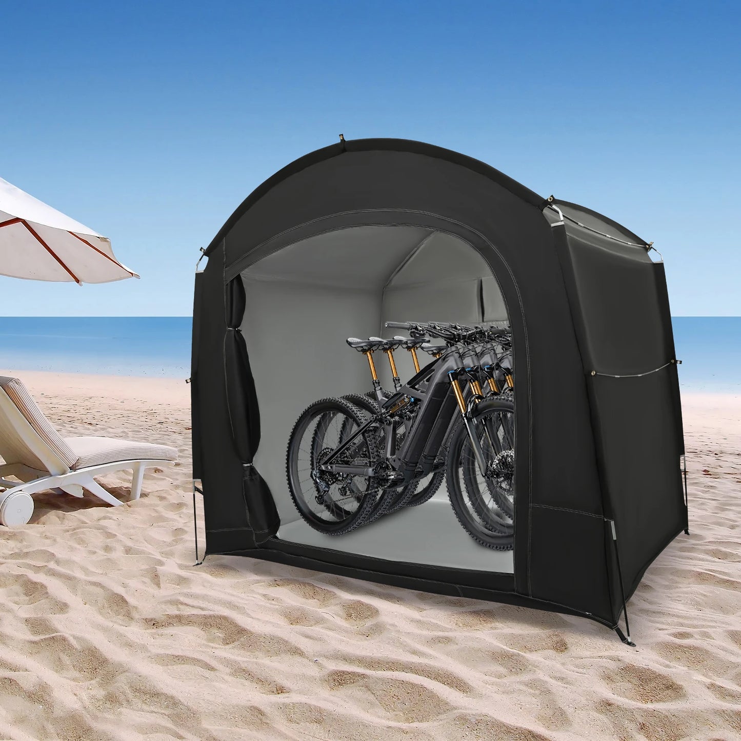 Abri de rangement de vélo pour 1-4 vélos, tente d'abri de vélo Portable et étanche 220x150x185cm, couverture de pare-soleil pliable en tissu Oxford 210D