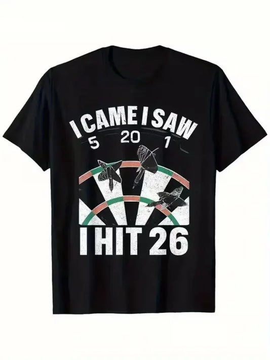 Dart drôle partition je suis venu j'ai vu 5.20.1 Hit 26 T-Shirt femme homme surdimensionné T-Shirt coton unisexe manches courtes Streetwear haut ample