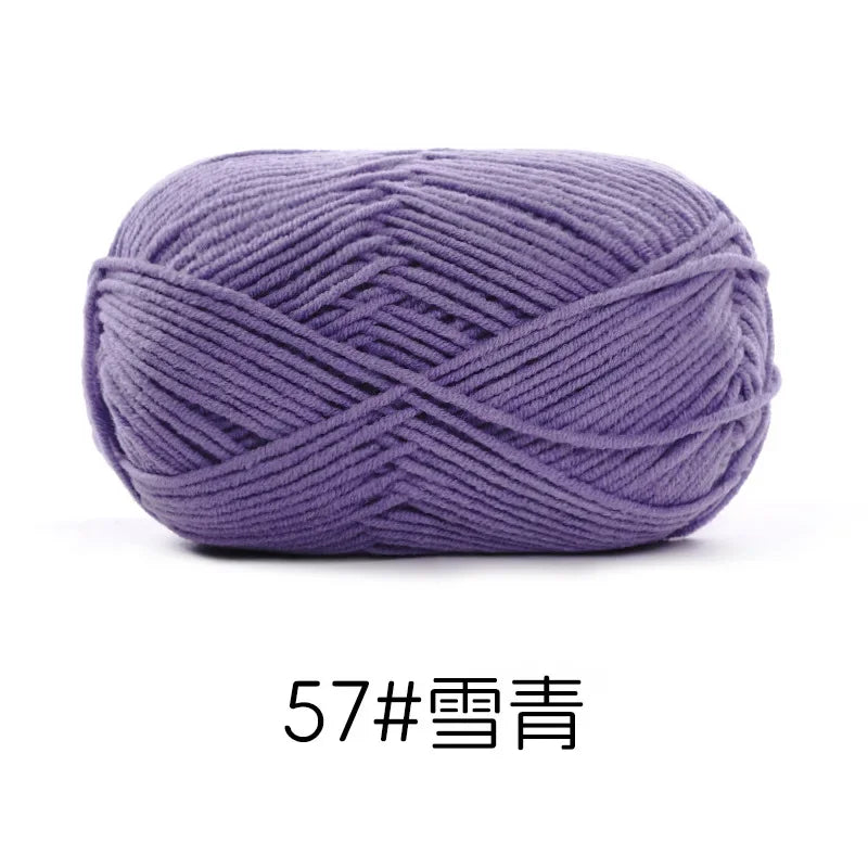 Pelote de Fil de Coton de Lait Peigné à 4 Brins, Laine Douce pour Crocheter et Tisser à la Main, 50g Chacun. 120M)
