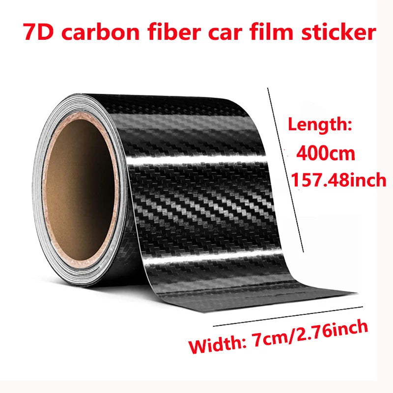 Autocollant 7D en Fiber de carbone de 7cm de largeur, protections de pédale de bienvenue pour porte automobile, protecteur anti-rayures arrière de voiture, autocollant de Film de pare-chocs style de voiture