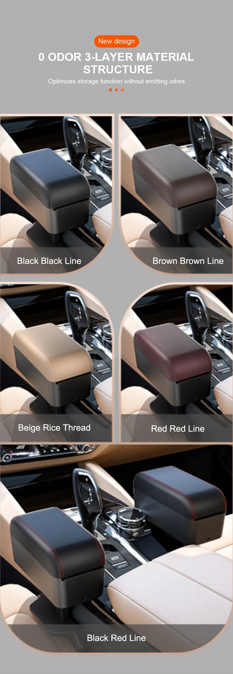 SEAMETAL – boîte d'accoudoir de voiture, organisateur de repose-coude à hauteur réglable, boîte de rangement universelle pour repose-bras intérieur, organisateur d'espace de siège