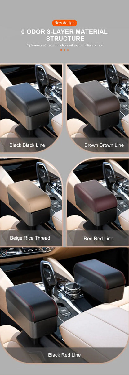 SEAMETAL – boîte d'accoudoir de voiture, organisateur de repose-coude à hauteur réglable, boîte de rangement universelle pour repose-bras intérieur, organisateur d'espace de siège