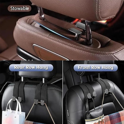 Crochet en cuir pour rangement intérieur de véhicule, 2 pièces, support de téléphone intérieur de voiture, appui-tête de véhicule, cintre de sac pour un rangement pratique de voyage